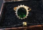 Vintage Style Green Gemstone And White Zircon Ring 18K Gold Plated