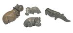 Stone Hippopotamus Figures Decorative Vintage Carved set Of 4