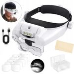 1x-14x Hands-Free Magnifying Glasses with LED for Reading Soldering Model Making