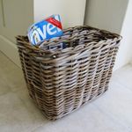 wicker magazine basket grey and buff rattan