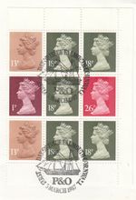 P&O Booklet Pane GB Used stamps Falmouth Cornwall 1987 ON PIECE (146682)
