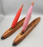 Pair Antique Cotton Weaving SHUTTLES,& bobbins, Greenwood Cornholme Todmorden(A)