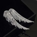 Art Deco Style Enamel Crystal Silver Angel Wings Brooch Badge Pin Gift