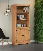Corona Bookcase 2 Door Large Display Dresser Solid Wood Mexican Pine Wooden