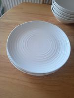 2 x DENBY White Porcelain Ripple Concentric Circle Plates 9.5" 
