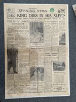 KING DIES IN HIS SLEEP NOTTINGHAM EVENING NEWS 1952 VINTAGE NEWSPAPER