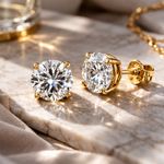 1ct Moissanite Gold stud Earrings with GRA Certificates