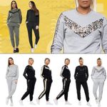 Women’s Long Sleeve 2 PC Lounge Wear Set Round Neck Comfy Casual Tracksuit