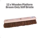 12 x Wooden Platform Broom Only Stiff Bristle 18" Robert Schott DIY Job Lot