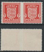 JERSEY - 1941 ARMS 1d scarlet horizontal pair IMPERF BETWEEN mnh FORGERY