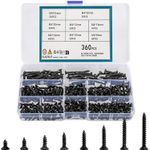 360pcs M4 Flat Head Self Tapping Wood Screws, Drive Countersunk Head