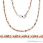 2.5mm Ball Bead Link Chain Necklace in 14k Rose Gold-Plated .925 Sterling Silver