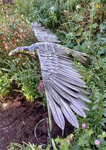 Gliding Eagle Garden Sculpture on Metal Stand - Exquisitely Detailed Finish