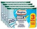 Regina Blitz 3 Ply 12 Kitchen Towel Rolls, 70 Sheets Per Roll