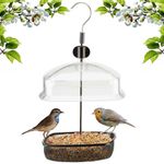 Height Adjustable Hanging Wild Bird Feeder Station Baffle Dome Peanut Seed Feed