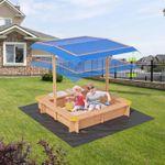 Kids Square Wooden Sandpit Sandbox Children Cabana Outdoor Backyard Playset