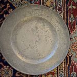 18th century French pewter plate with crest and touch marks 24cm