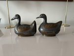 Pewter & Brass Duck Trinket Boxes Ducks Storage Hidden Boxes Set Of 2