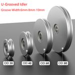 U-Grooved Idler Pulley For Width 6/8/10mm PU Belt Pulleys Aluminum OD 30-80mm