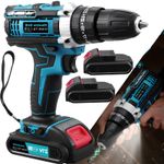 Cordless Brushless Impact Driver Hammer Drill Combo Kit with 2 Battery & Charger