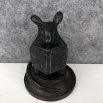 Bronze Mouse Figurine Mouse Sitting Reading Tail Curled Around The Front Vintage