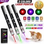 3x 1000Miles Strong Beam Grn+Purp+Red Laser Pointer Pen Lazer Torch Dog Pet Toy