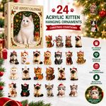 2026 Cat Advent Calendar-24 Acrylic Kitten Hanging Ornaments Christmas Countdown