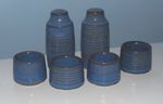 Denby Langley Chatsworth Blue Stoneware 4 x Egg Cups & Salt Pepper Shaker Pots