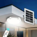 20CM LED Solar Ceiling Light Outdoor Indoor Pendant Flood Lamp 4 Modes Dimmable