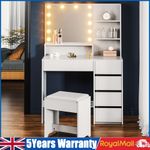 Dressing Table With 5 Drawers LED Mirror Set Makeup Desk Vanity Table Rtpfseeyek
