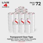 Clear Strong Parcel Packing Tape Carton Sealing 48mm X 66m Packaging x 72