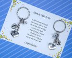 Poem Mum Dad to Be Pregnancy Expecting Handmade Charm Keyring Baby Shower Gift
