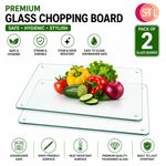 2x Glass Worktop Saver Clear 40CM x 30CM LARGE Kitchen Glass Chopping Board UK