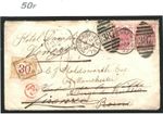 GB UNDERPAID DESTINATION MAIL Cover Huddersfield 1875 ITALY 30c Postage Due 50f 