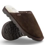 Mens Slippers Fur Lined Sheepskin Style Wide Memory Foam Clogs Mules Shoes Size