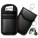 2 Pack Faraday Pouch for Car Keys M Red and Blue with 4 Pack Key Rings Anti
