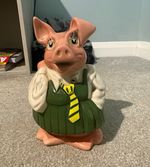 Wade England Ceramic Piggy Bank Moneybox Green Dress Yellow Tie Coin Slot