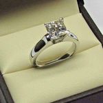 1.00 Ct Princess Cut Solitaire Diamond Engagement Ring in 14k White Gold Finish