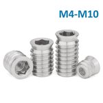Wood Threaded Insert Nuts Furniture Fixing Hex Drive M4-M8 Stainless Steel 
