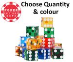 PERFECT 19MM PRECISION CASINO DICE / CRAPS STUNNING - 5 COLOURS +QUANTITY CHOICE