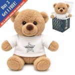 Personalised Light Brown Teddy Bear Toy with T-shirt with Name in Star Design