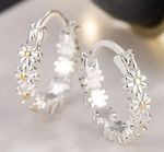 925 Sterling Silver Daisy Flower  Huggie Hoop Circle Earrings Women Girl Gift UK