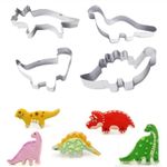 UK Metal 4 Piece Dinosaur Shaped Cookie Pastry Icing Cutter Mold Set