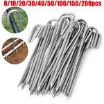 8-200pcs Heavy Duty 12" Galvanised Steel Ground Stakes J Shaped Tent Pegs Gazebo