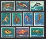 Fish Dolphins Octopus Jellyfish Marine Life 10v San Marino 1966 MNH
