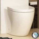 Elva Comfort Height Back to Wall Rimless Toilet BTW pan White, Soft Close Seat