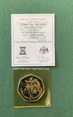 Gibraltar 1995 Christmas Kupro Nickel 50p Coin Penguins Plus Certificate UNC