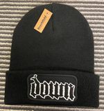 DOWN Embroidered Style Beanie hat, Black, BNWT, OSFA