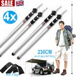 4x 230cm Tent Poles Telescopic Adjustable Awning Canopy Tarp Support Pole W/ Bag