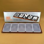 Vintage Ekco Mahgonany Serving Tray with 5 Individual Smoked Dishes with Lids